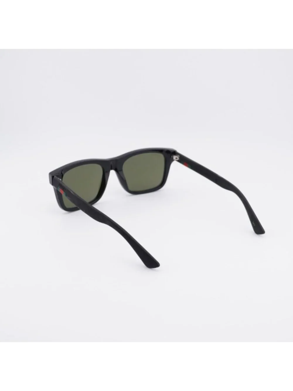 Gucci GG0008S 001 Sunglasses Black Square Frame, Green  Lenses
